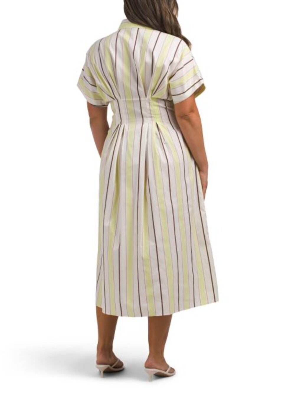 NICOLE MILLER Striped Poplin Cinched Waist Shirt Dress - Picture 2 of 5